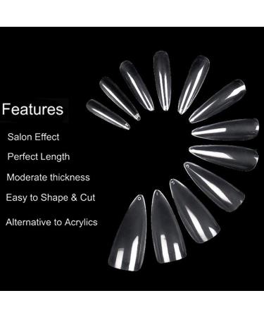 Buy MWoot 600 Pcs French False Nail Tips - Long Stiletto Sharp Ends | Artificial Fake Fingernails | 12 Sizes for DIY Nail Studios - International Shipping - Buy Online on GoSupps.com