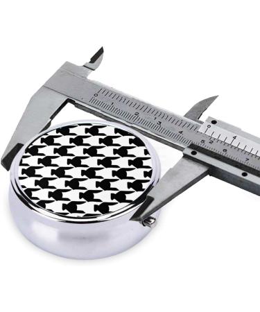 Houndstooth Black Mini Round Pill Box | 3 Compartment Travel Pill Organizer | Portable Medicine Case for Home & Office - Buy Online on GoSupps.com