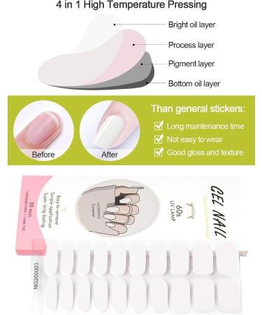 Kalolary 20PCS Nail Adhesive Wrap Gel Polish Strips - Solid White | Self-Adhesive Nail Wrap Stickers for UV/LED Lamp | Easy Cured Gel Nail Decals - Buy Online on GoSupps.com
