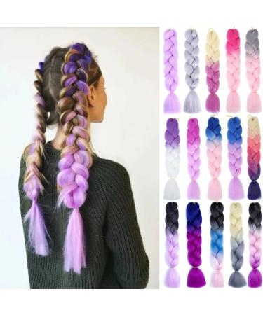 100G 24 Inch Jumbo Braid Crochet Hair Extension For Braids Rainbow Braiding Hair Pre Stretched Synthetic Hair For Girl(B35) 24 inch B35 - Buy Online on GoSupps.com