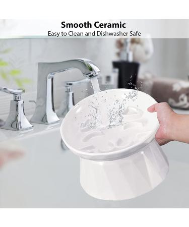 Kopmath Ceramic Raised Cat Slow Feeder - Healthy Eating for Wet & Dry Food | Sturdy & Grippy Pet Puzzle Plate | Prevent Vomiting & Indigestion | Dishwasher Safe (White) - Buy Online on GoSupps.com