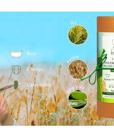 3-in-1 Organic Baby Child Talc-Free Care Powder - Soothing Comfort Redness Rubbing Moisture - Rice Oats Aloe Vera - Natu - Buy Online on GoSupps.com