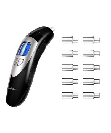 Ketone Breathalyzer, Grade Accuracy Digital Ketone Breath Meter Test Ketosis with 10 Mouthpieces (Black-1)