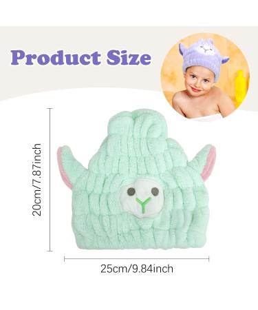 Unaone 2 PCS Kids Hair Drying Towels - Microfiber Quick Dry Hair Turbans for Curly Long Thick Hair - Purple & Green - Buy Online on GoSupps.com