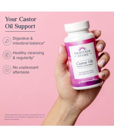 Heritage Store Castor Oil 725 mg - 60 Veggie Liquid Capsules for Health & Wellness - Buy Online on GoSupps.com