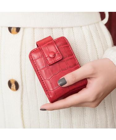 Aolaso Lipstick Case - Genuine Leather Lipstick Organizer with Mirror | Mini Cosmetic Storage for Women - Stylish Red Design - Buy Online on GoSupps.com