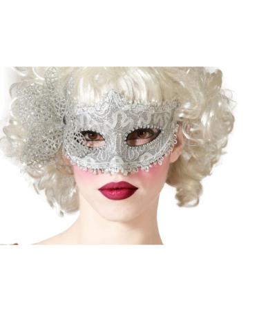 BigBuy Carnival Silver Eye Mask