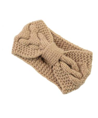 1 Pieces Winter Knit Headbands Chunky Knit Headbands Ear Warmer Crochet Head Wraps for Women Girls Camel
