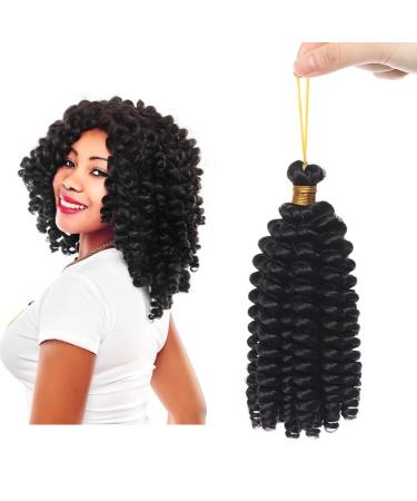 6" Short Marley Bob Crochet Braiding Hair Extensions Synthetic Twist Deep Wavy Curly Hairpieces Marley Braids - Dark Black