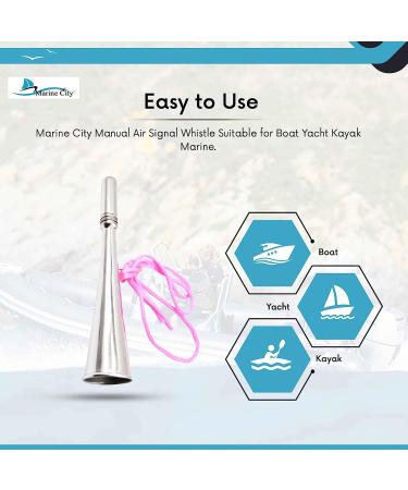 MARINE CITY Stainless Steel Manual Handheld Air Horn - Heavy Duty Fog Signal Whistle for Boats & Yachts (1 Pack) - Buy Online on GoSupps.com