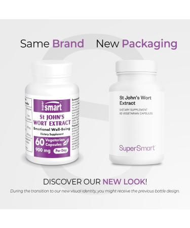 Supersmart - St John's Wort Extract 900mg per Day (0.3% Hypericin) - Emotional Well Being - Pure Standardized Extract - Nerve Health | Non-GMO & Gluten Free - 60 Vegetarian Capsules - Buy Online on GoSupps.com