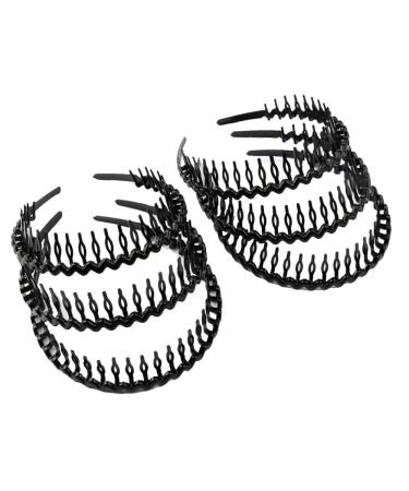 Cheerlife 6 pieces black plastic hair ripe with teeth hair band headband hair accessories headdress for men and women black black e