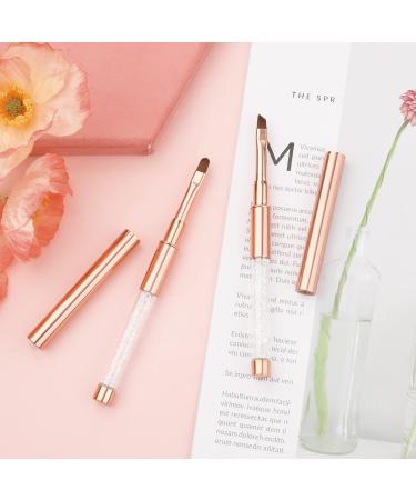 2pcs Nail Art Clean Up Brushes - Rose Gold Metal Rhinestone Handle - DIY Design & Polish Mistake Cleaning - Nail Cleaning Brush - Buy Online on GoSupps.com