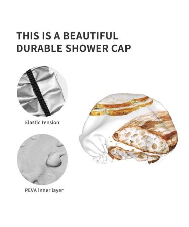 Moslion Watercolor Bread Slice Shower Cap | Reusable Double Layer Hair Cover | Soft Shower Hat for Women | All Hair Lengths - Buy Online on GoSupps.com