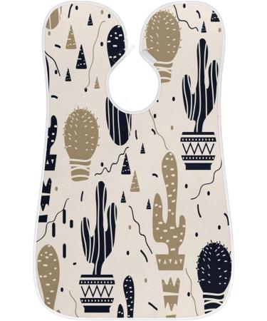 Beard Bib Apron for Men | Non-Stick Waterproof Hair Catcher Cape | Abstract Cactus Design - Perfect for Shaving & Trimming - Buy Online on GoSupps.com