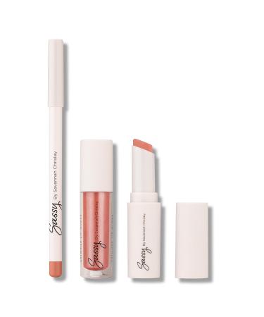 Sassy by Savannah Chrisley Signature Lip Kit - Lip Color, Gloss, & Liner Set for Defined & Flirty Lips - Satiny, Lightweight, & Pigmented Formulas - 3 pc - Buy Online on GoSupps.com