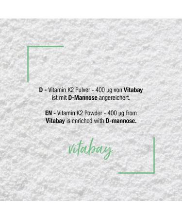 Vitabay Vitamin K2 400 mcg - Vegan Powder High Dosage 100g 365 Servings with D-Mannose - International Shipping Available - Buy Online on GoSupps.com