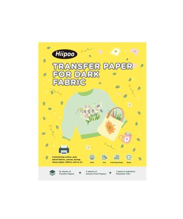Hiipoo Heat Transfer Paper 8.5x11 Iron-on Transfer Paper for T-Shirt 10 Sheets Printable and Washable Dark Transfer Paper for Inkjet Printer A-8.5x11