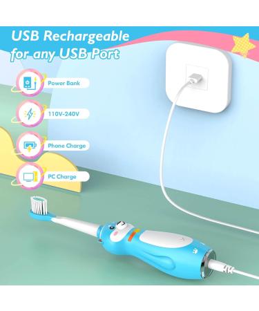 Dada-Tech Electric Toothbrush for Kids - Silicone Handle Sound Function Timer 3 Modes & 4 Heads (Blue Shiba Inu) - Age 3+ - Buy Online on GoSupps.com