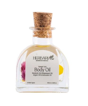 Herbaria Body Oil - Sweet Tart (100ml) | 100% Sustainable | ALL SEASON 100% Vegan Luxury Body Oil enriched with Grapeseed Oil Pomegranate Oil Avocado oil Argan Oil Boabab Oil.