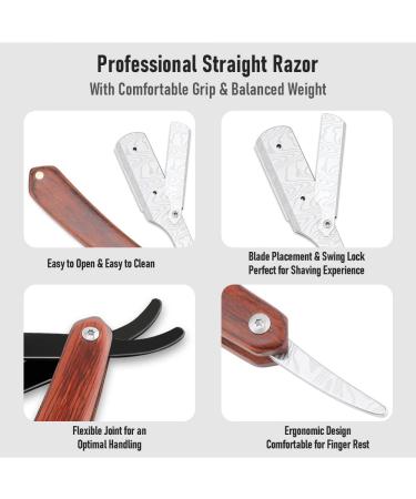 Professional Barber Straight Razor | 100 Single Edge Blades | Premium Stainless Steel Shaver for Men | Home & Salon Grooming (NO.131 - Buy Online on GoSupps.com