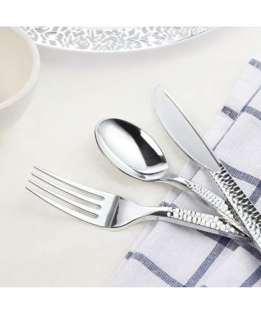 Supernal 180 Piece Silver Plastic Silverware - Disposable Cutlery for Parties, Weddings, and Events - Buy Online on GoSupps.com