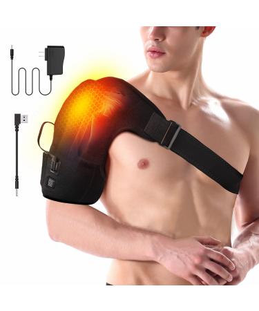 Heated Shoulder Brace Wrap Shoulder Heating Pad for Shoulder Support for Men Women for Shoulder Pain Relief,Torn Rotato Cuff,Compression Sleeve,AC Joint with 3 Heating settings(No Battery)