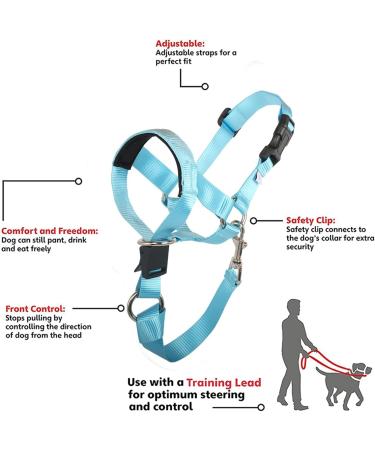 Barkeless Dog Halter - No Pull Training Harness for Easy Walking | Soft Handlebars & Expert Instructions (XL Hell Blue) - Buy Online on GoSupps.com