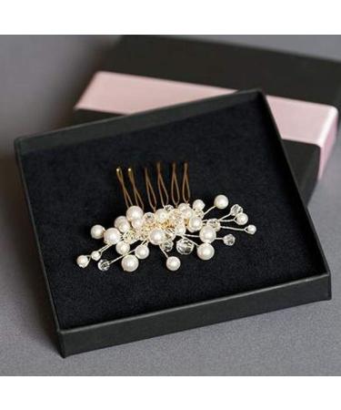 Deniferymakeup ONE CLIP Bridal Hair Comb Pearl Wedding Hair Comb in Gold Rose Gold Silver Bridal Headpiece Pearl Hair Comb Wedding Hair Accessory Rhinestone Hair Comb Crystal Hair Accessories (Gold) - Buy Online on GoSupps.com