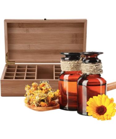 Beunyow Portable Bamboo Aromatherapy Gift Box - 25 Holes Essential Oils Storage Case for Nail Polish Fragrance Oils & Lipstick - Buy Online on GoSupps.com