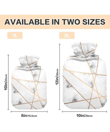 Hot Water Bottle 2L with Elegant White Marble & Gold Line Cover - Perfect for Pain Relief & Winter Hand Feet Warmer | International Shipping - Buy Online on GoSupps.com
