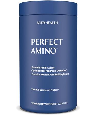 BodyHealth PerfectAmino (300 Tablets) 8 Essential Amino Acids Supplements with BCAA, Increase Muscle Recovery, Boost Energy & Stamina, 99% Utilization, Vegan Branched Chain Protein Pre/Post Workout 300 Count (Pack of 1)