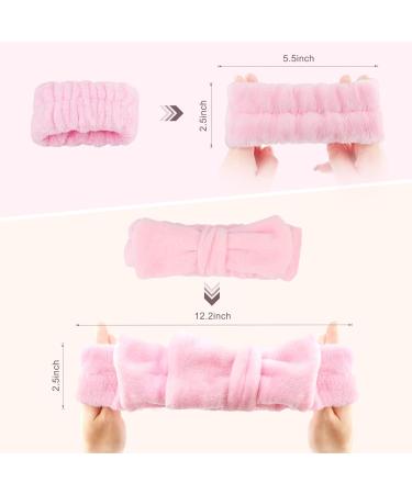 UNIMEIX 3 Pack Spa Headband and Wrist Washband Set - Reusable Soft Fleece Skincare Headbands for Face Washing - Pink - Buy Online on GoSupps.com