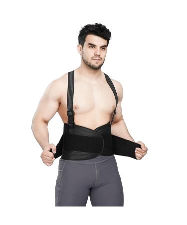 Adjustable Back Brace Lumbar Support Belt - Pain Relief & Posture Correction for Heavy Lifting | 2XL Black - Buy Online on GoSupps.com