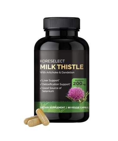 KORESELECT Liver Detox Cleanse Support Supplement with Milk Thistle Silymarin 400mg  Magnesium  Dandelion Root  Artichoke  Fatty Liver Repair Heath Formula  Natural Antioxidant  60 caps