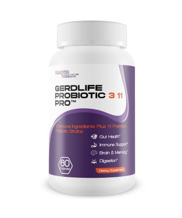 Gerdlife Probiotic 3 11 Pro - Our Best Probiotic Acid Reflux Relief Supplements - 11 Premium Probiotic Strains - Probiotic Support for Gut Health to Help Aid Natural Gerd Relief - Acid Reflux Pills