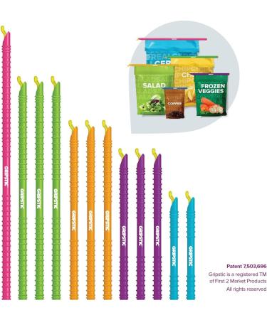 GRIPSTIC Bag Sealer - Reusable Chip Clips for Airtight Seal on Food Storage Bags - 12ct Variety Pack - Buy Online on GoSupps.com