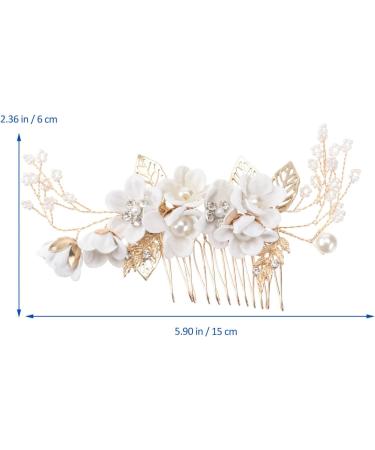 Flower fascinator Bride Wedding Hair Comb Flower Combs for Hair Rhinestone Pearls Leaf Hair Piece Crystal Hair Side Comb for Women and Girls Rosy One Size White - Buy Online on GoSupps.com