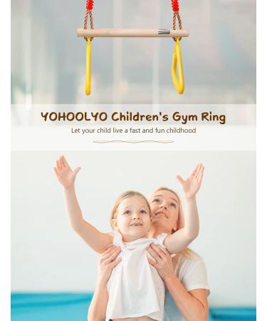 YOHOOLYO Kids Trapeze Swing Bar with Wooden Rings and Plastic Gym Rings (Yellow) - Buy Online on GoSupps.com