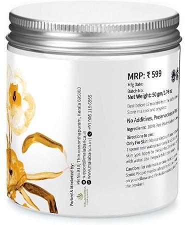 NIGHT MALABARICA Vegan Ayurveda White Kasthuri turmeric powder for skin care 50 gm - Buy Online on GoSupps.com