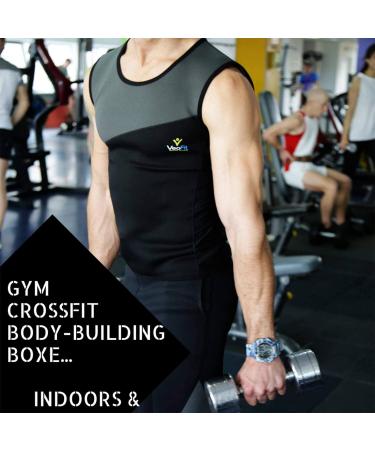 Veofit Men's Sweat Shirt - Neoprene Sauna Vest for Quick Weight Loss | Sizes S-XXXL | Includes Fitness Instructions & Carrying Bag - Buy Online on GoSupps.com