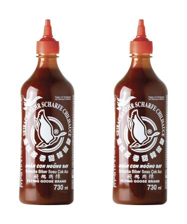 Flying goose Sriracha very hot chili sauce - very sharp red cap spice sauce from Thailand (730 ml) (pack with 2) 730ml (pack with 2)