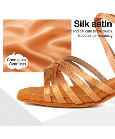 Girls & Women Silk Latin Dance Shoes - Professional Ballroom Salsa Tango - Model SS-TL-ZSXGG - Brown Suede Sole - 2.5 Big Kid - Buy Online on GoSupps.com