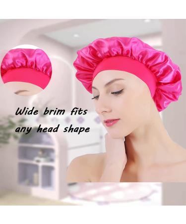 Satin Silk Bonnets for Curly Hair - 4 Pcs Set | Elastic Band Sleep Caps for Black Women - Buy Online on GoSupps.com