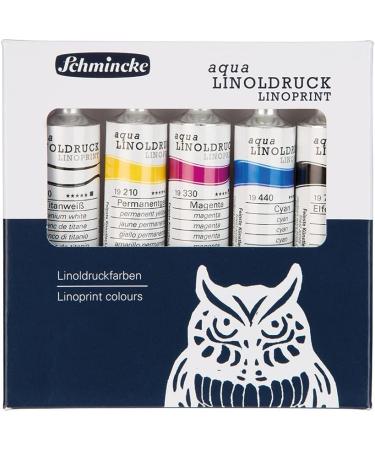 Schmincke Aqua-LINOLDRUCK Linoleum Printing Set - 5 x 20ml Tubes | Finest Inks for Sharp Contours & Brilliant Colors - Buy Online on GoSupps.com