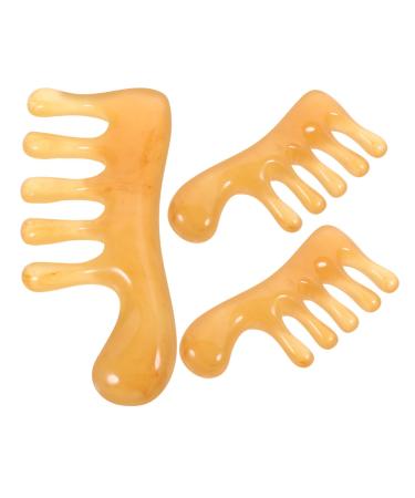 Healvian Scalp Massage Combs 3pcs Massage Combs Guasha Scalp Comb Handheld Scalp Scrubber Wide Combs Anti Dandruff
