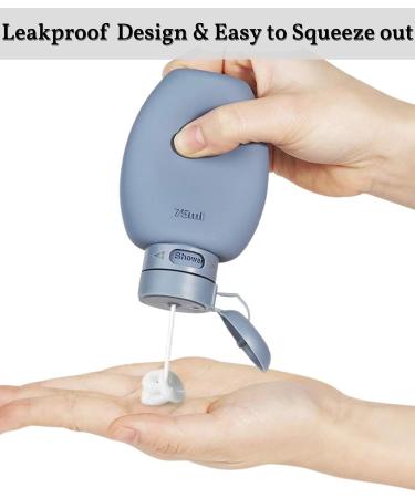 UULANFA Silicone Travel Bottles Set - Leak Proof Squeezable Toiletries Containers - Shampoo, Lotion, Soap - Gray/Blue/White (3 Pack) - Buy Online on GoSupps.com