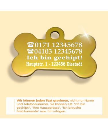 Personalized Bone-Shaped Pendants for Medium to Large Dogs & Cats - Ibera Gifts | Engraved Dog Collar Tags in Gold - Buy Online on GoSupps.com