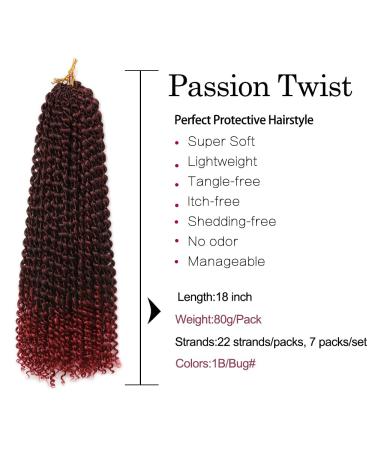Passion Twist Hair - 7 Packs 18-Inch Water Shaft Crochet Extensions | Bohemian Style (T1B-Bug#) - Buy Online on GoSupps.com