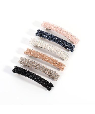 Elegant Rhinestone Crystal Hair Barrettes for Women and Girls - French Design Hair Pins for Bridal Styling - Sparkly Glitter Hair Accessories - Buy Online on GoSupps.com